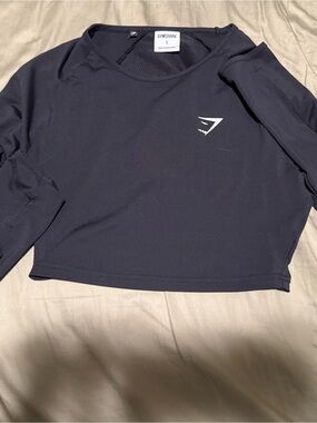 Gymshark Black Long-Sleeve Cropped Workout Top